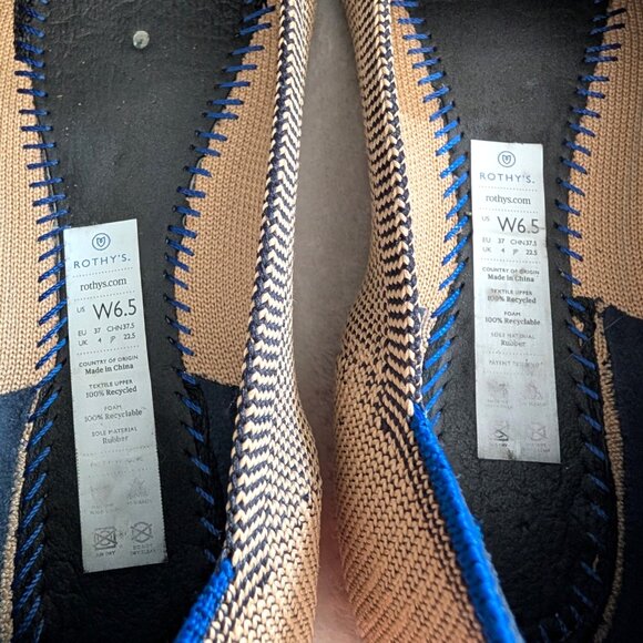 Rothy's Womens Size 6.5 Tan Black The Point Dune Cap Toe Slip On Loafer Flats - Picture 8 of 9